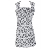 Metallic Lace Fitted Bodycon Dress in Ivory